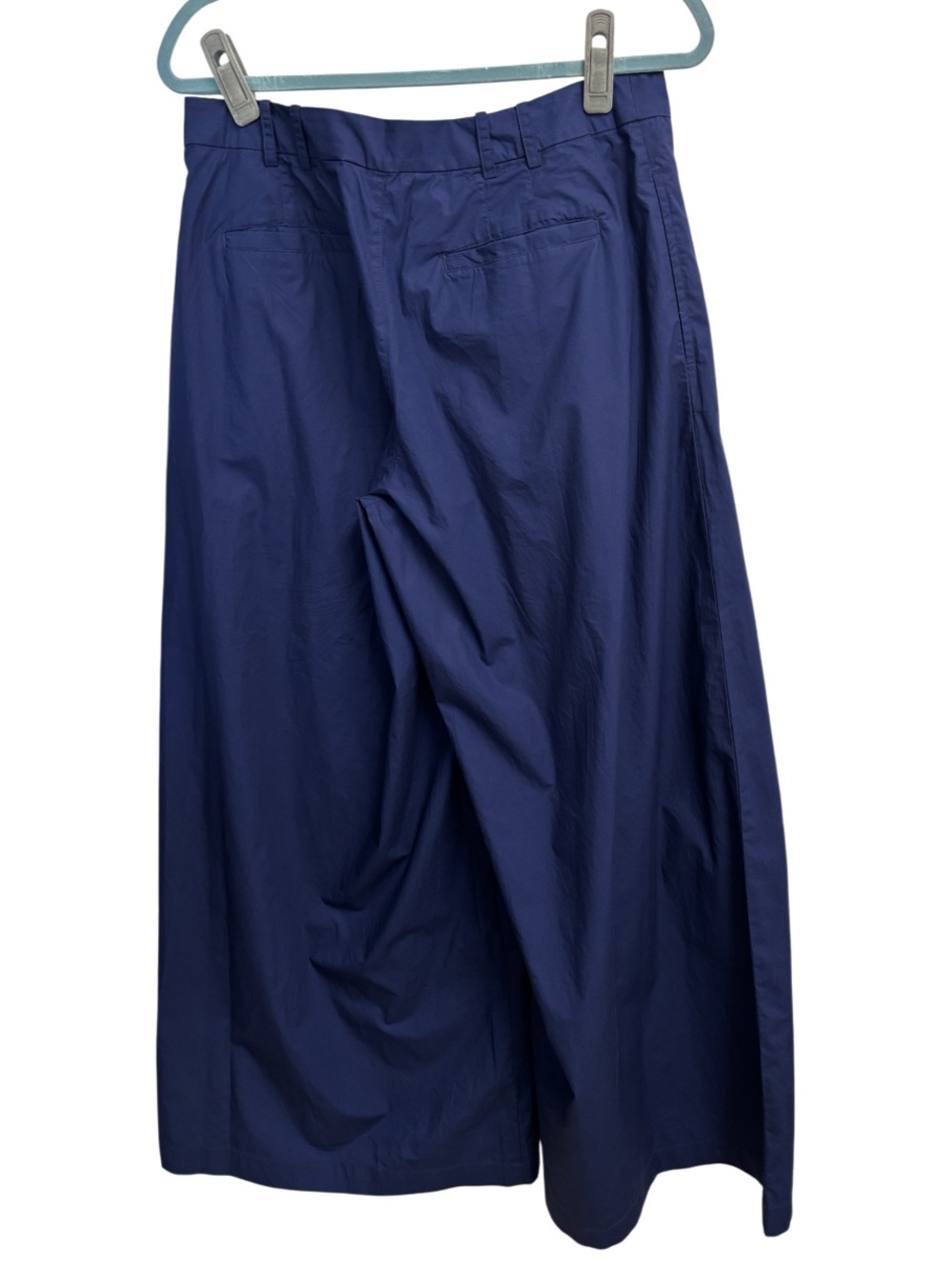 Lands' End Poplin Mid Rise Pleated Slouchy Pants Deep Sea Navy Wide Leg Size 10 - Picture 7 of 7
